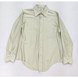 Qiana Vintage 60s 70s Men's Shirt Light Green Size 15 Disco Long Sleeve